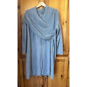 Cullen Women's 3X Cashmere Sweater Dress Wrap Neck Long Sleeve Wool Gray READ